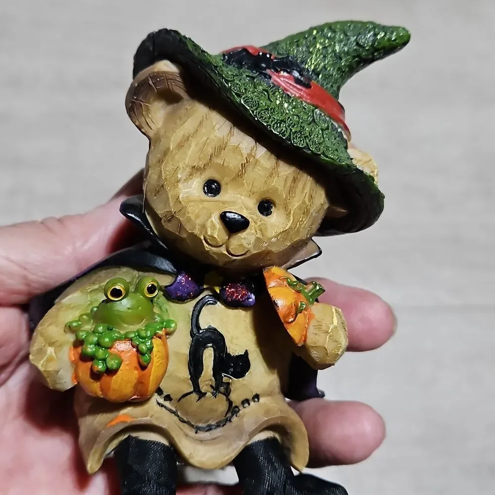 Halloween Bear Figurines with Witch Hats
